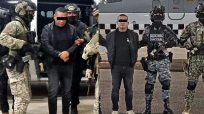 Operadores de seguridad mexicana deteniendo a Iván Cazarín Molina, alias “El Tanque”, presunto narcotraficante del CJNG.
